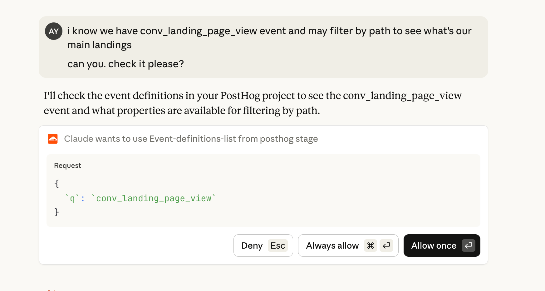 Checking landing page events
