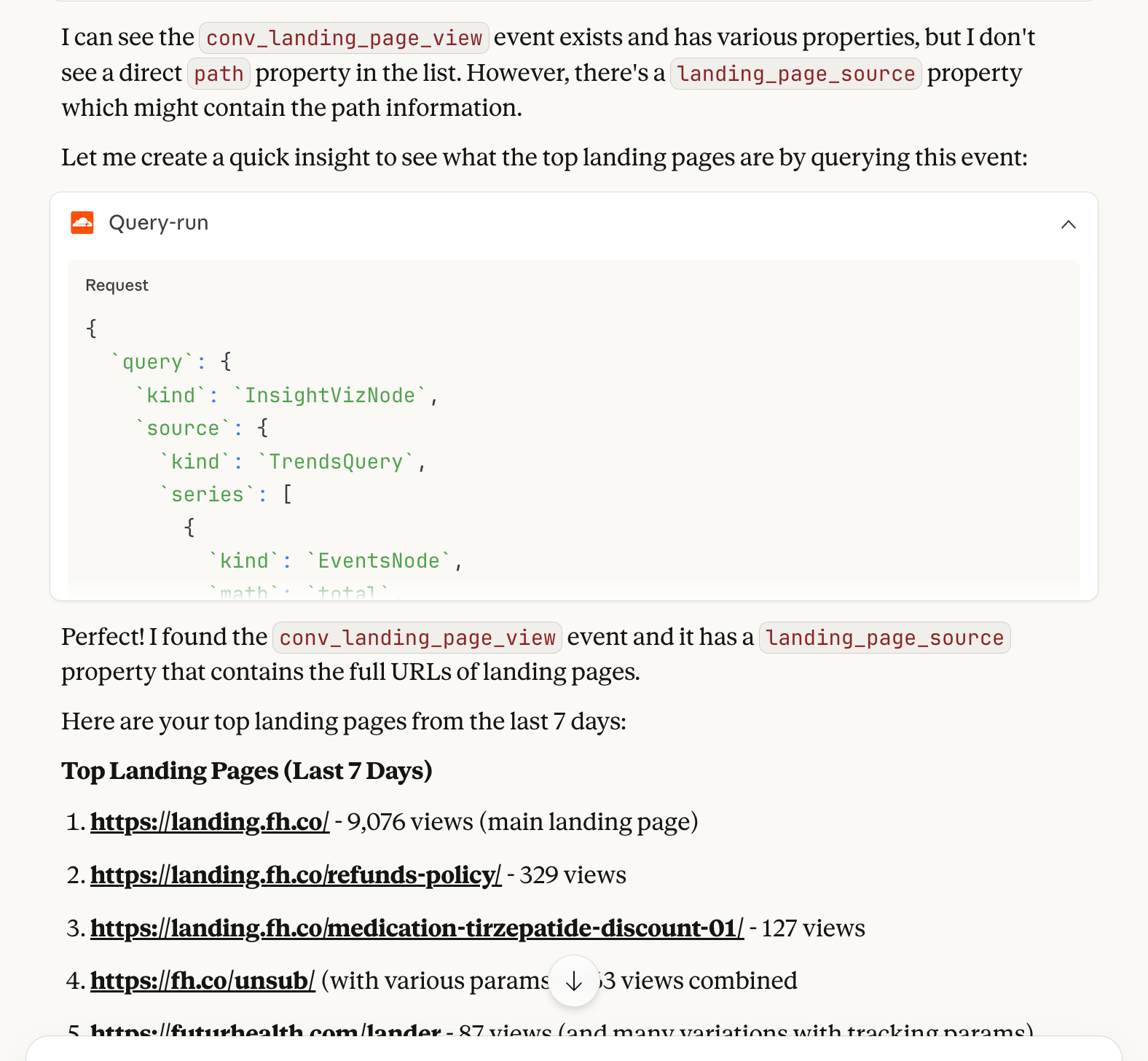 Event exists, create insight